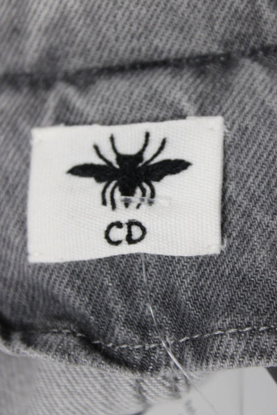 Christian Dior Womens Basic Jacket Gray Cotton Solid Bee Long Sleeve Size 2
