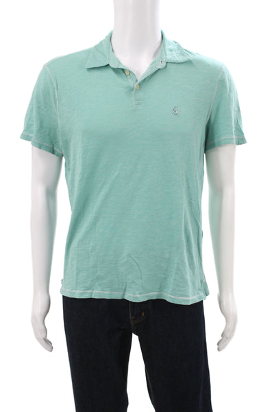 John Varvatos Star USA Mens Cotton Short Sleeve Polo Shirt Green Size L