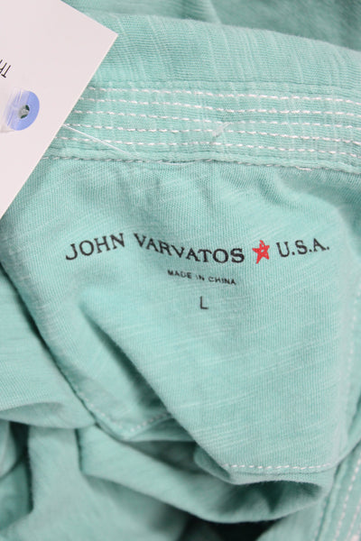 John Varvatos Star USA Mens Cotton Short Sleeve Polo Shirt Green Size L