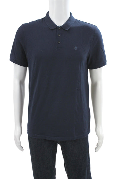 John Varvatos Star USA Mens Cotton Short Sleeve Polo Shirt Blue Size M