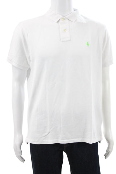 Polo Ralph Lauren Mens Slim Fit Short Sleeve Collared Polo Shirt White Size L