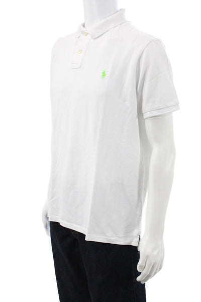 Polo Ralph Lauren Mens Slim Fit Short Sleeve Collared Polo Shirt White Size L