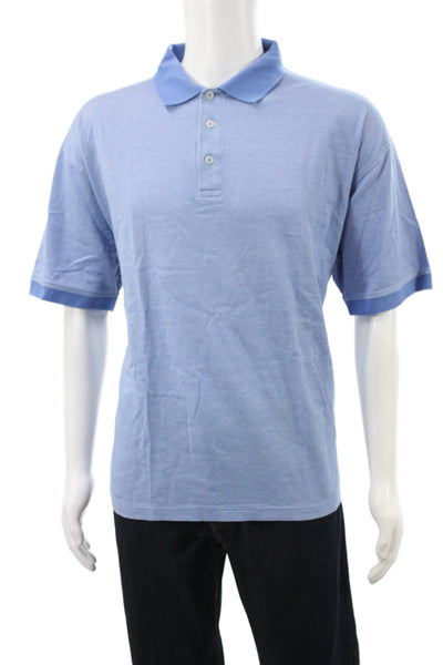 Burberry London Mens Cotton Collared Short Sleeve Polo Shirt Blue Size XL