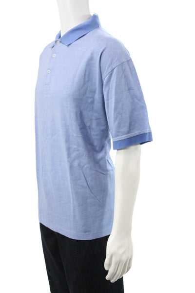 Burberry London Mens Cotton Collared Short Sleeve Polo Shirt Blue Size XL