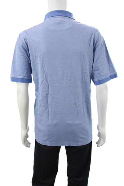 Burberry London Mens Cotton Collared Short Sleeve Polo Shirt Blue Size XL