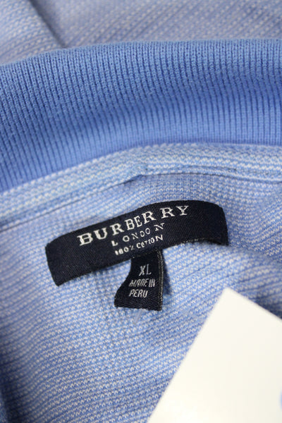 Burberry London Mens Cotton Collared Short Sleeve Polo Shirt Blue Size XL