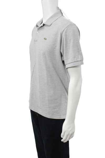 Lacoste Mens Cotton Short Sleeve Collared Polo Shirt Solid Gray Size 6