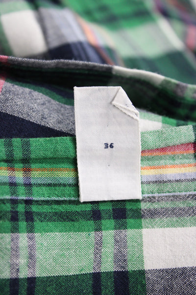 Polo Ralph Lauren Mens Plaid Print Short Sleeve Button-Down Shirt Green Size XL