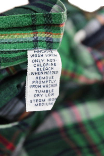 Polo Ralph Lauren Mens Plaid Print Short Sleeve Button-Down Shirt Green Size XL