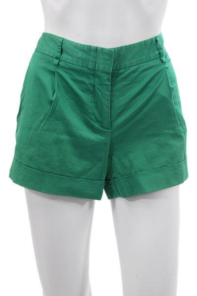 J Crew Womens Chino Bottoms Green Cotton Solid Summer Hook Eye Size L