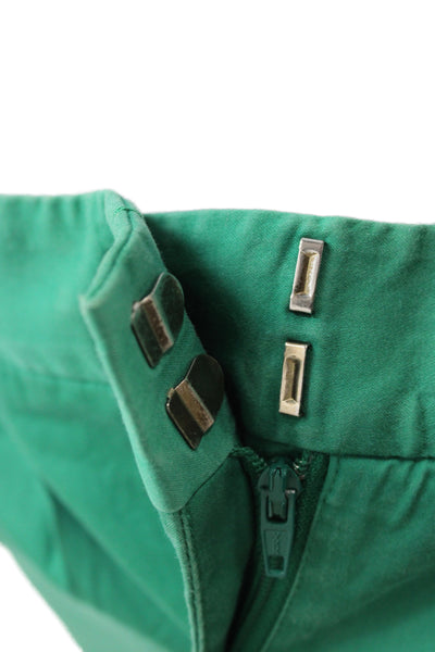 J Crew Womens Chino Bottoms Green Cotton Solid Summer Hook Eye Size L