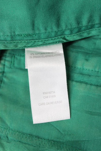 BCBG Max Azria Women Chino Green Cotton Solid Shorts Size 6