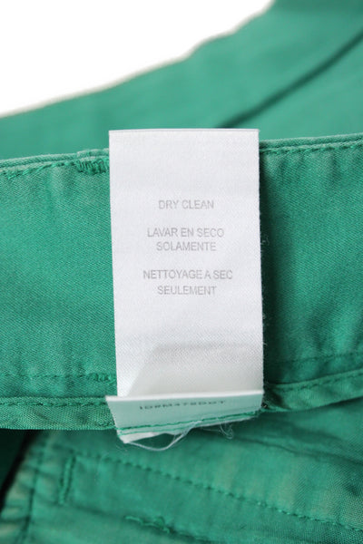 BCBG Max Azria Women Chino Green Cotton Solid Shorts Size 6