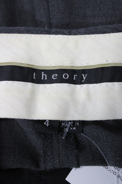 Theory Womens Dress Pants Gray Wool Business Button Size 4
