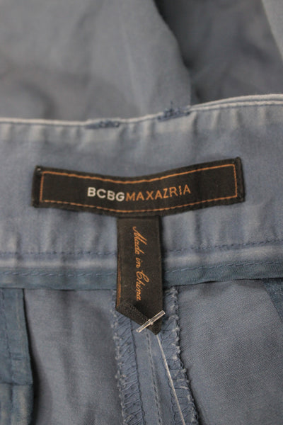 BCBG Max Azria Womens Chino Shorts Blue Button Cotton Size 6