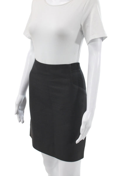 BCBG Max Azria Women Straight Pencil Black Cotton Mini Skirt Zip Size S