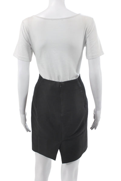 BCBG Max Azria Women Straight Pencil Black Cotton Mini Skirt Zip Size S