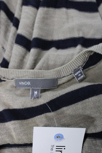 Vince Womens Striped Beige Tank Dress Sleeveless Mini Cotton Size M