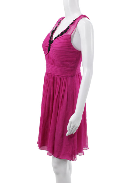 Tracy Reese Women Fit & Flare Silk Pink V-Neck Sleeveless Mini Dress Size 6