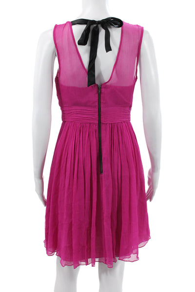 Tracy Reese Women Fit & Flare Silk Pink V-Neck Sleeveless Mini Dress Size 6