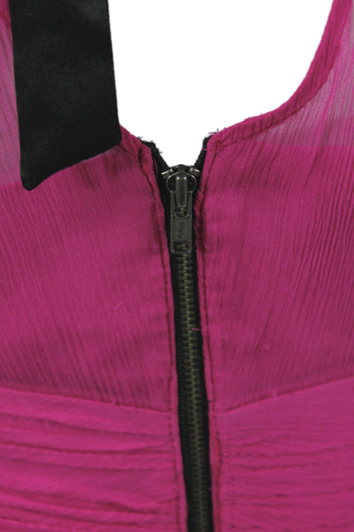 Tracy Reese Women Fit & Flare Silk Pink V-Neck Sleeveless Mini Dress Size 6