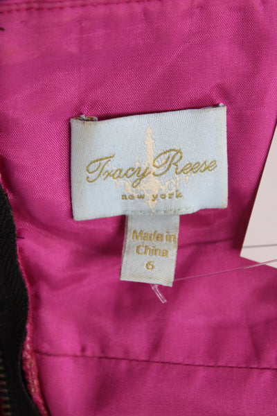 Tracy Reese Women Fit & Flare Silk Pink V-Neck Sleeveless Mini Dress Size 6