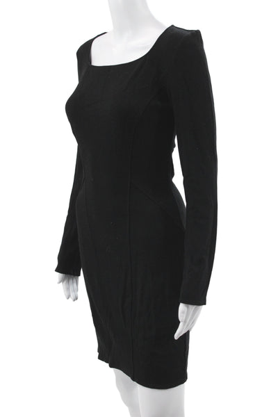 Helmut Helmut Lang Women Bodycon Black Square Neck Long Sleeve Dress Size M
