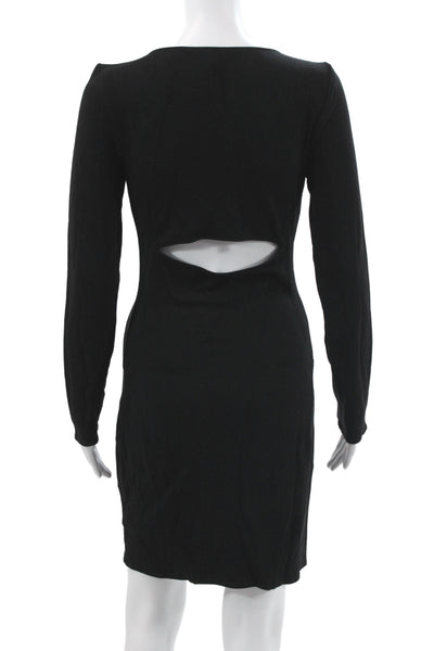 Helmut Helmut Lang Women Bodycon Black Square Neck Long Sleeve Dress Size M