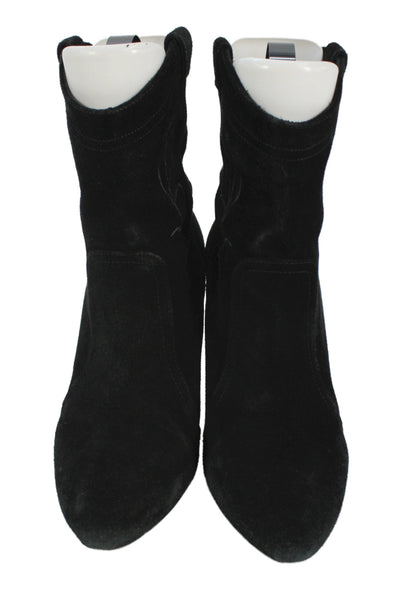 Ba&Sh Women's Pointed Toe Suede Floral Stiletto Ankle Boots Black Size 38