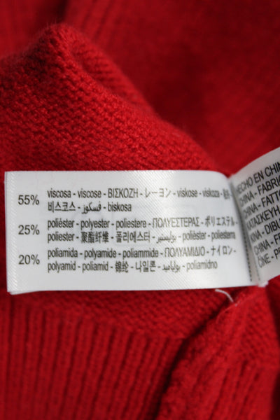 Zara Women Cardigan Red Collared Long Sleeve Solid Classic Size S