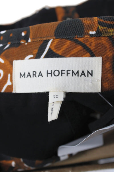 Mara Hoffman Womens Black Off Shoulder Cropped Blouse 3/4 Sleeve Tencel Size 00