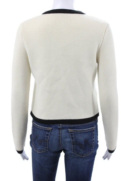 Zara Women Cardigan Ivory Round Neck Long Sleeve Classic Size S