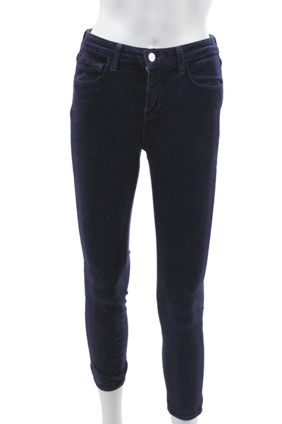 L'Agence Womens Ankle Pants Blue Button Cotton Size 24