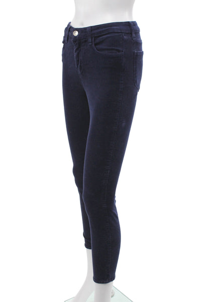 L'Agence Womens Ankle Pants Blue Button Cotton Size 24