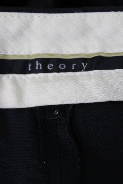 Theory Women Dress Pants Black 98% Cotton Button Inseam 30 Size 0