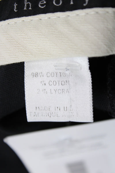 Theory Women Dress Pants Black 98% Cotton Button Inseam 30 Size 0