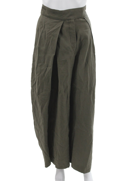Zara Womens Harem Pants Green Lyocell Zip 28in Inseam Size XS