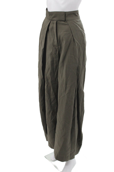 Zara Womens Harem Pants Green Lyocell Zip 28in Inseam Size XS