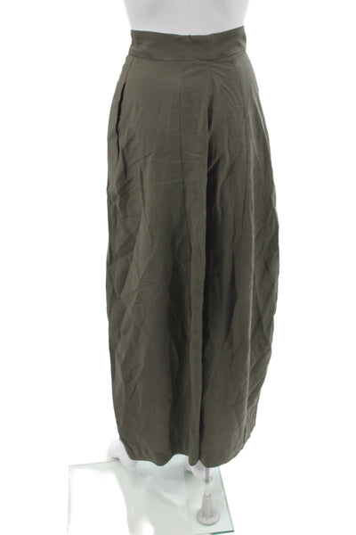 Zara Womens Harem Pants Green Lyocell Zip 28in Inseam Size XS