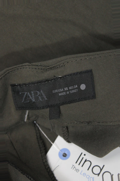 Zara Womens Harem Pants Green Lyocell Zip 28in Inseam Size XS