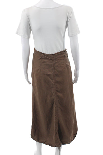 Zara Women Straight Pencil Skirt Brown Midi Boho Lyocell Zip Size XS
