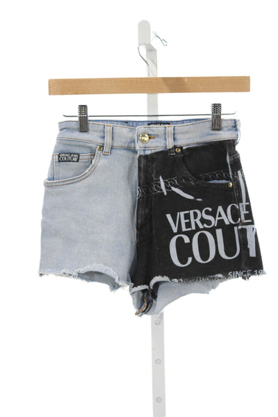 Versace Jeans Couture Womens Cut-Off Colorblock Shorts Blue Size 26