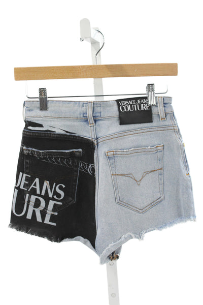 Versace Jeans Couture Womens Cut-Off Colorblock Shorts Blue Size 26