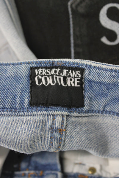 Versace Jeans Couture Womens Cut-Off Colorblock Shorts Blue Size 26