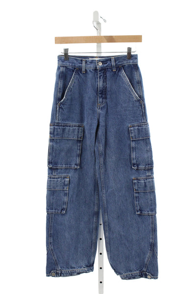 Denim Forum Womens Wide Leg Blue Mid Rise Jeans Size 23