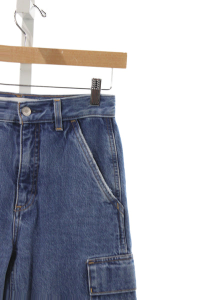 Denim Forum Womens Wide Leg Blue Mid Rise Jeans Size 23