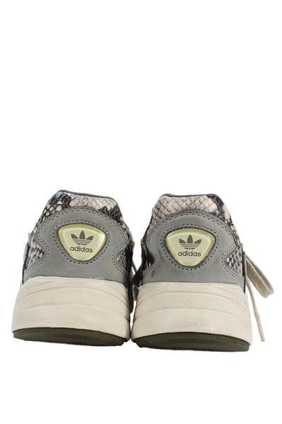 Adidas Womens Falcon Snakeskin Print Lace-Up Sneakers Gray Size 9