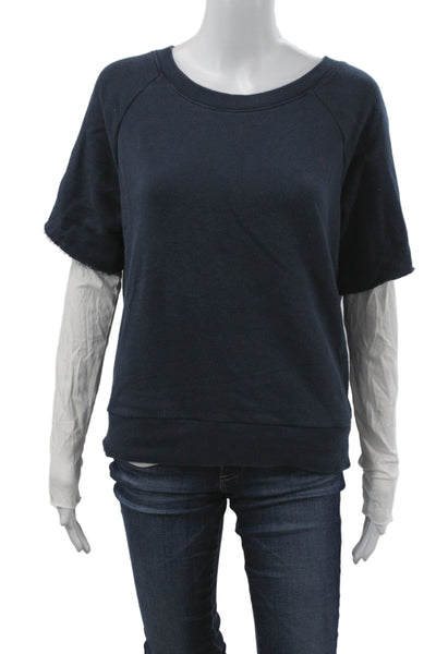 Nation Ltd by Jen Menchaca Women Pullover Sweatshirt Blue Pima Crewneck Size S