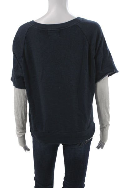 Nation Ltd by Jen Menchaca Women Pullover Sweatshirt Blue Pima Crewneck Size S