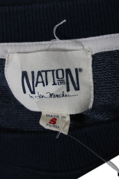 Nation Ltd by Jen Menchaca Women Pullover Sweatshirt Blue Pima Crewneck Size S